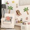 Cartoon Little Animals Beach Vacation Wall Sticker Kindergarten Wall Decoration Kids Room Decor Self-Adhesive
