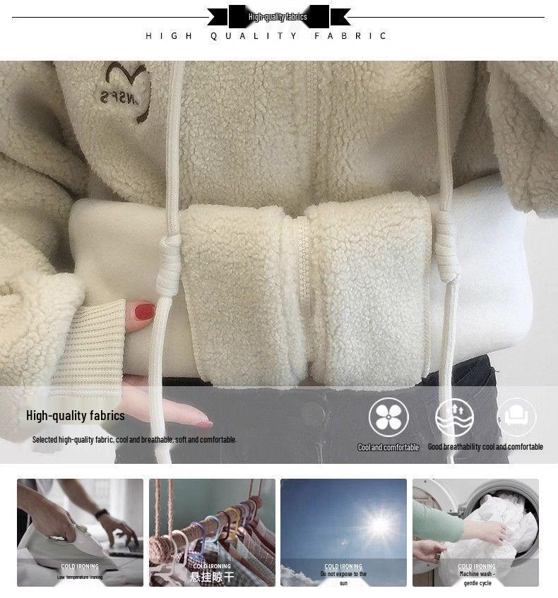 Women's Hooded Fleece Jacket 2025: Thick Lambswool Cardigan for Autumn/Winter