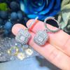 Light Luxury Celebrity Temperament Micro-Inlaid Zircon Geometric Square Earrings, Super Flash Full Diamond Ear Buckle Earrings.