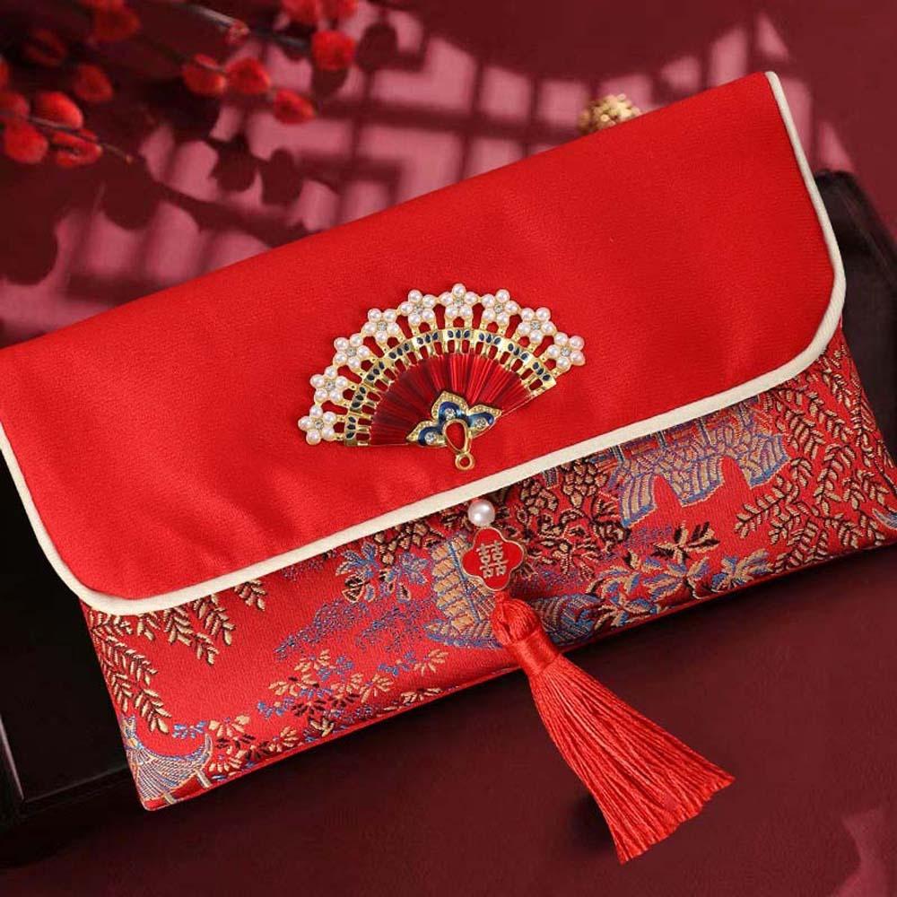 New Year Blessing Words Brocade Red Envelope New Year Money Bag Chinese Wedding
