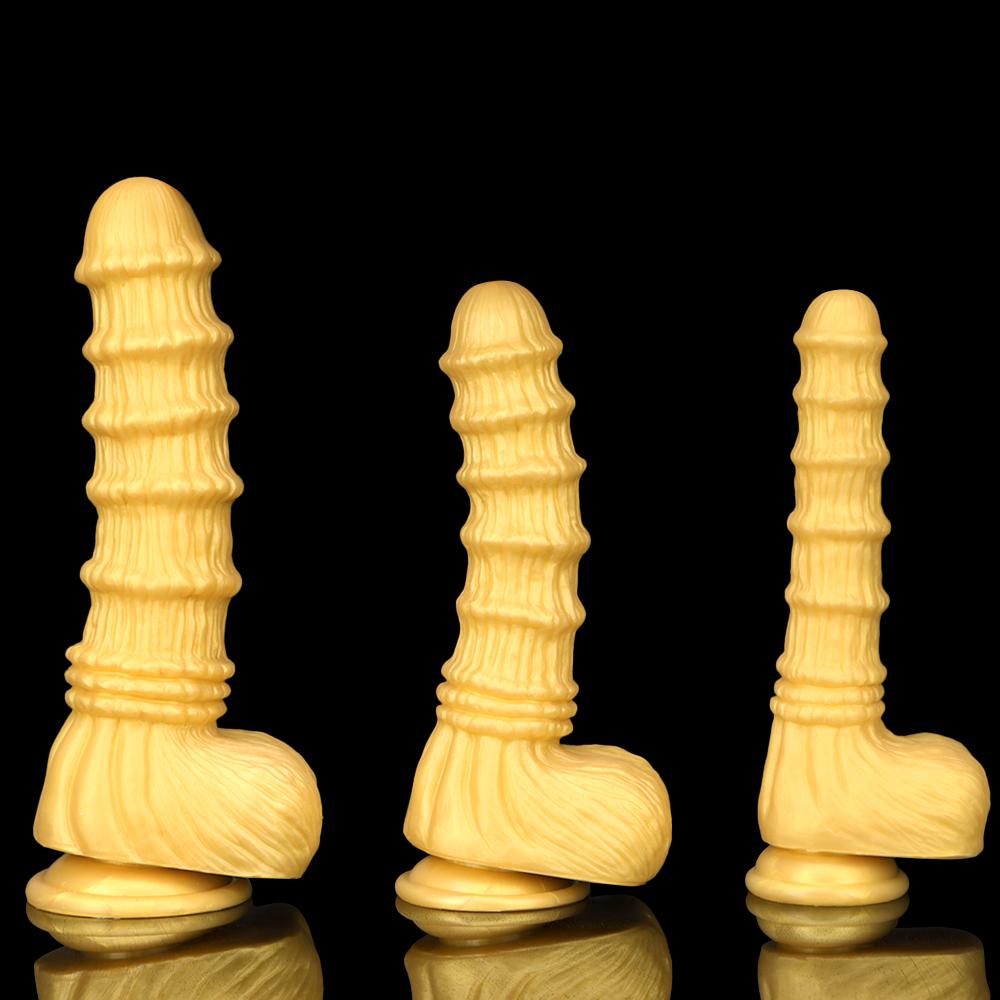Golden Horse Dildo Silicone Soft Anal Plug Masturbator Strap on Penis Sex Toys Big Dick Realistic Cock Fisting Slave BDSM