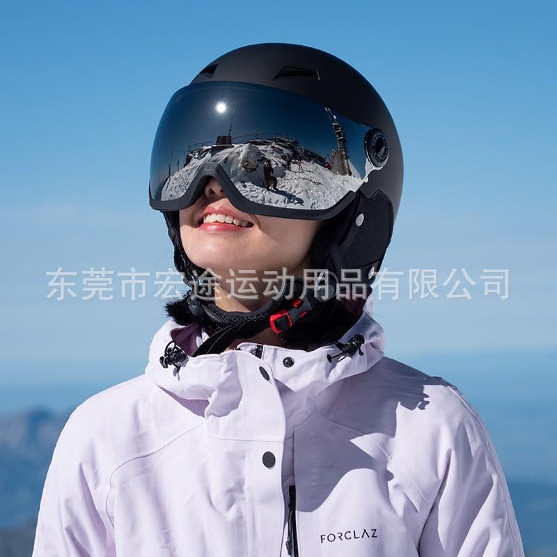 Adjustable Ski Helmet With Integrated Goggle Adults Winter Sports Safety Gear