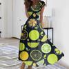 Women's Summer Fruit Printed V-Neck Long Dresses Dresses