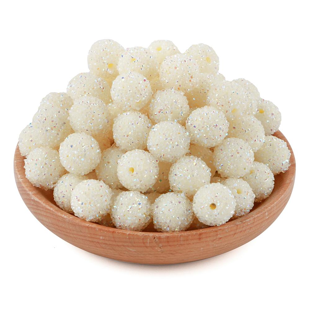 15Pcs 16MM Resin  Round Acrylic Beads Sugar Sand Pasting Process Fashion For Jewelry Making DIY Handmade Bracelets Accessories