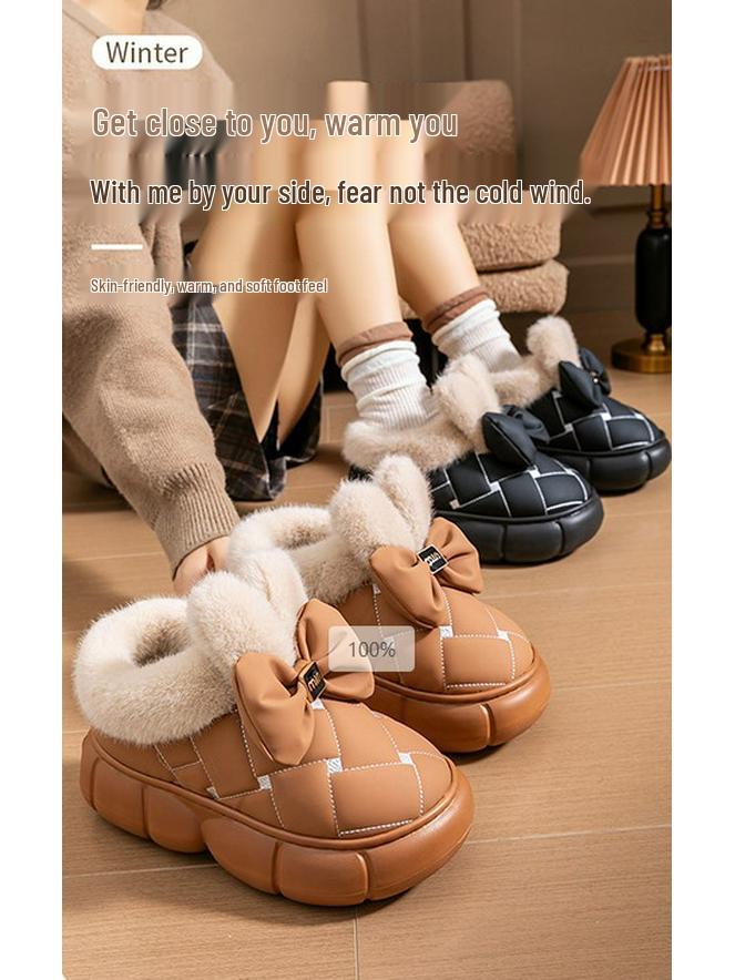 Damen 2025 Winter High-Top Schleifenstiefel: Indoor/Outdoor Rutschfest, Dicksohlig, Wasserdicht Baumwollschuhe