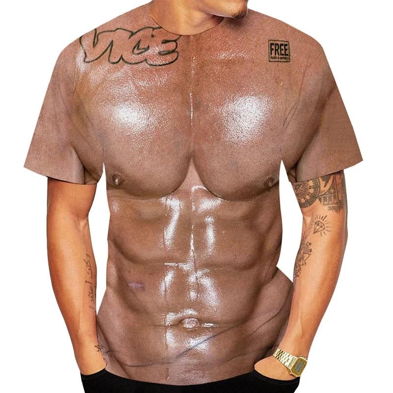 

Strong 3D Printed Muscle Design T-shirt Men And Women Clothing Funny T Shirt Summer O-neck Short Sleeve Leisure Comfortable Top 5XL