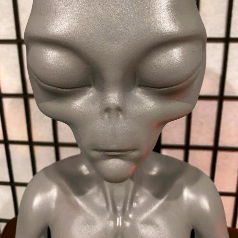 Meditating Alien Resin Statue Garden Ornament Best Art Decor for Indoor Outdoor Home or Office Promotion  Resin Embellishments