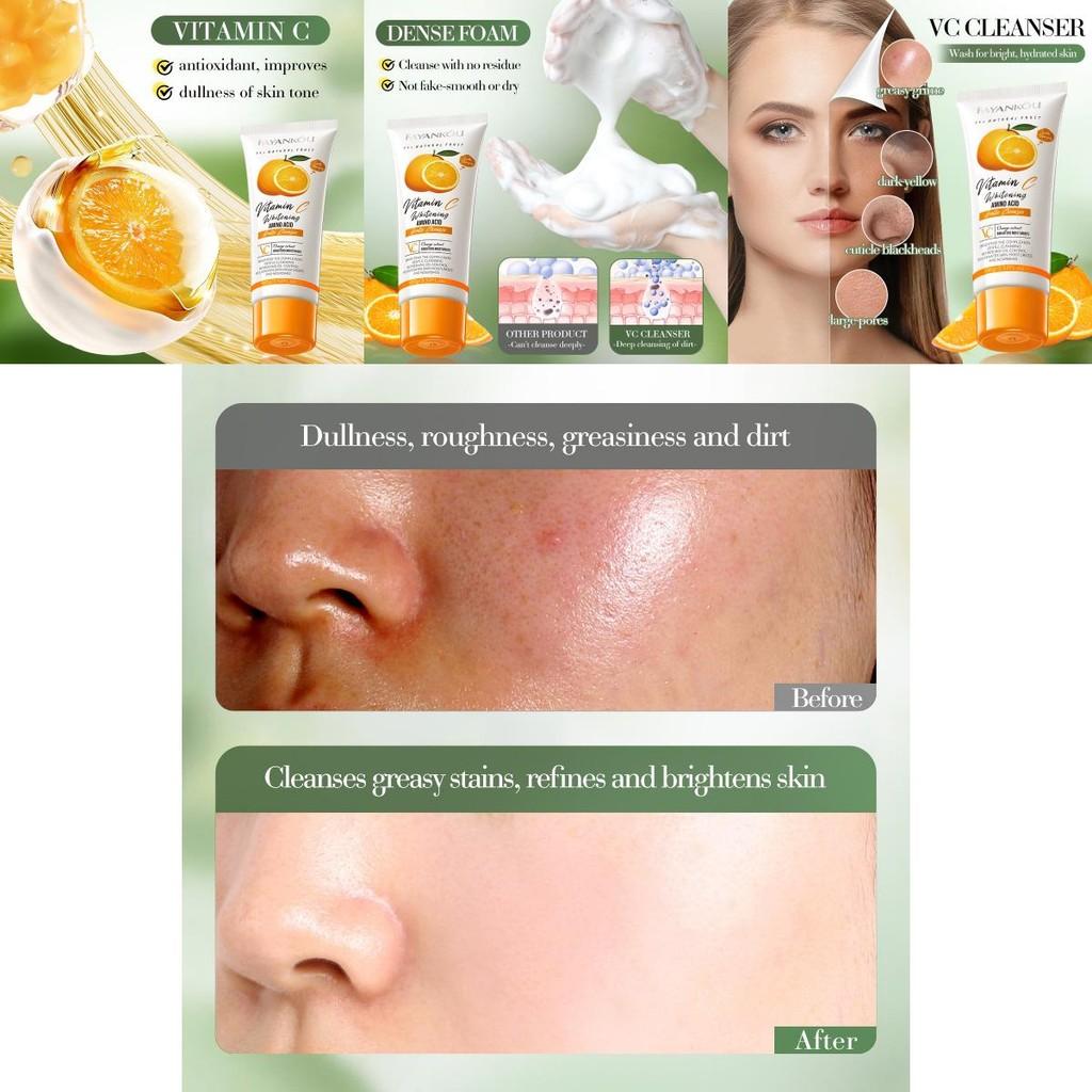 Natural Fayankou All Orange Vc Whitening Amino Acid Facial Cleanser For Daily Use
