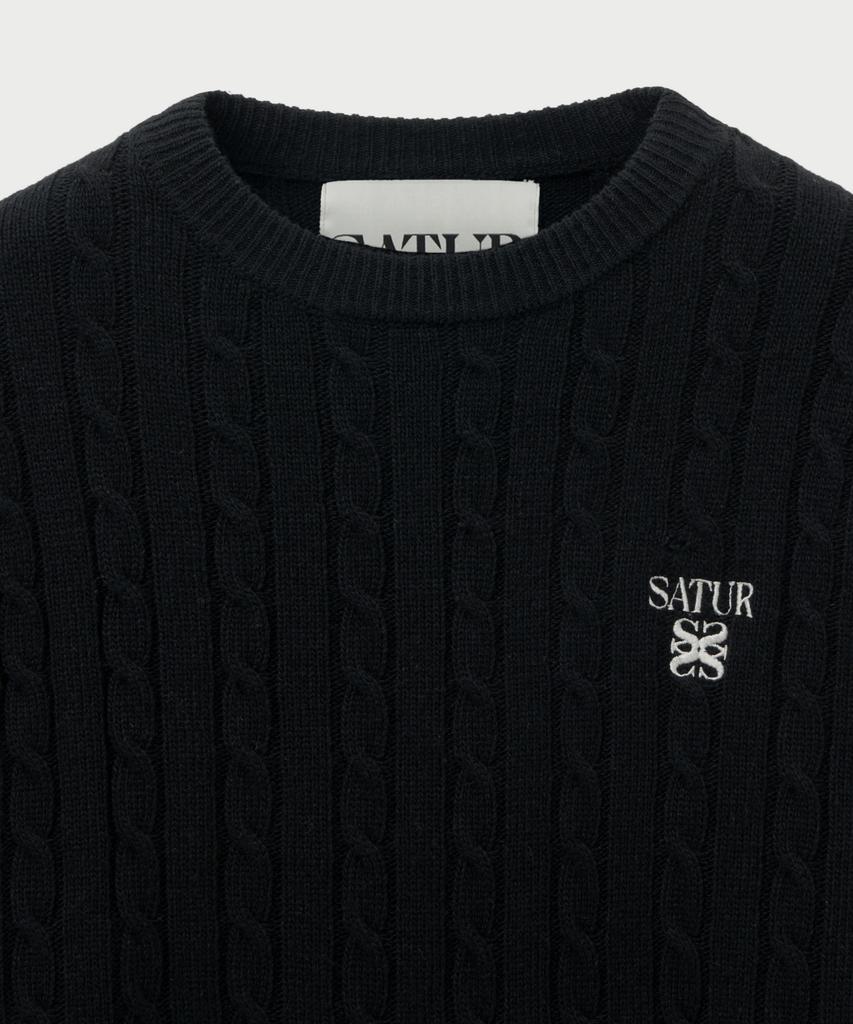 Seteo Basic Cable Crew Neck Knit Black
