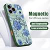 Pale Blue Flowers Pattern Case For iPhone 17 Pro Max Magnetic For Magsafe Skin Feeling Cover For iPhone 16 15 14 13 Pro Max