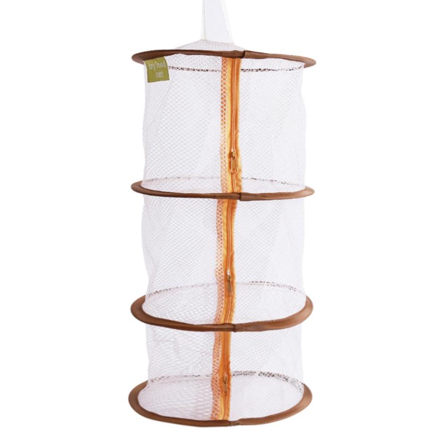 Iumer Fine Nesh Clothes Basket Three-Layer Windproof Zipper Laundry Hanging Drying Net Rack Mesh Storage,Brown Iumer Fine Nesh Clothes Basket Three-Layer Windproof Zipper Laundry Hanging Drying Net Rack Mesh Storage,Brown