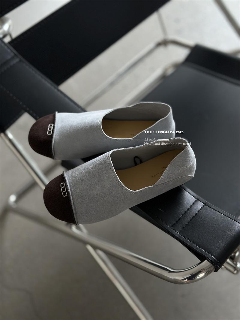 

Retro round head one-pedal single shoes women s 2025 autumn new two-wear shoes soft leather soft-soled Doudou shoes 35