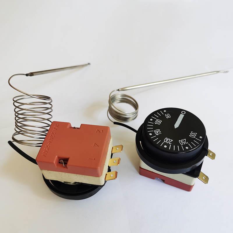 Ceramic Base Rotary Knob Oven Thermostat 50-300 Degrees Celsius Water Heater Temperature Switch 220V AC 16A Fuel Injectors 6
