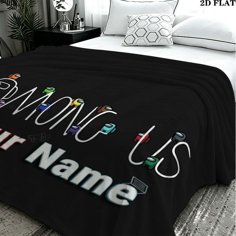 1PC Among Us Custom Name Patterned Flannel Blanket Suitable For All Seasons for Home Decor Warmth and Comfort Gifts Holiday Present