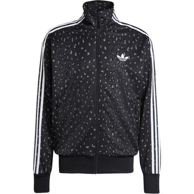 adidas Originals Firebird Leopardenmuster Durchgehender Reißverschluss Stehkragen Entspannte Passform Trainingsjacke Herren Schwarz JV7579