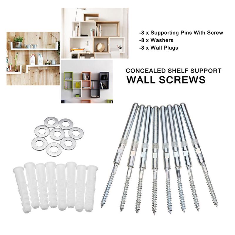 8pcs Hidden Floating Shelf Kit Concealed Metal Wall Mount Support Pins Bracket