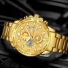 Herrenuhren Top Marke Mode Luxus Gold Edelstahl Quarz Uhr Herren Wasserdicht Sport Chronograph Uhr