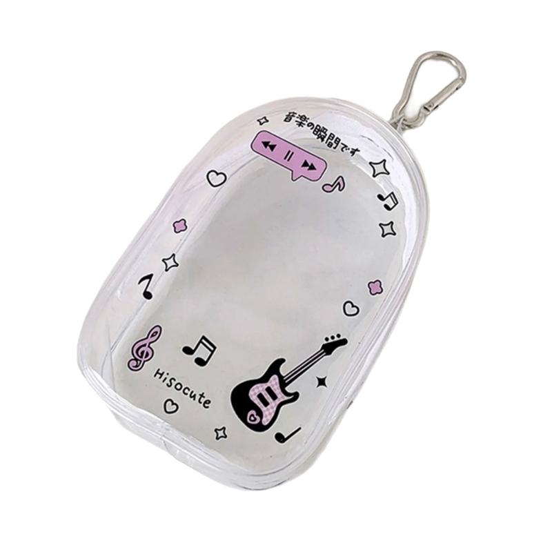 Portable Clear Hanging Storage Bag For Mini Figures Dolls Collectibles With Keychain Attachment And Zipper Closure