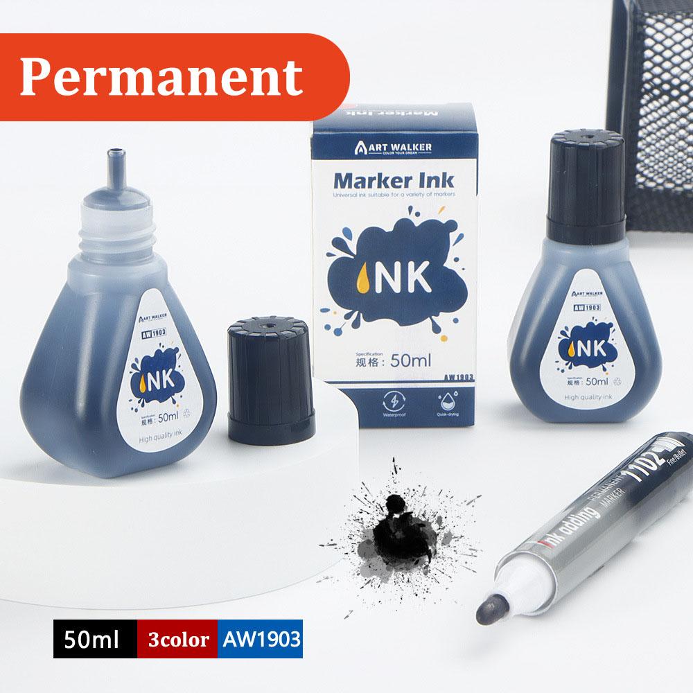 1box 50ml Permanent Marker Ink,Oily Quick-Drying Waterproof And Non-Fading,Non-Erasable Marker Ink Refill,Red Blue Black