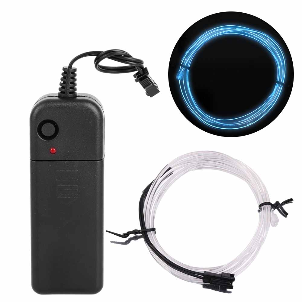 Car Interior Atmosphere Lamp Strip Shearable Neon EL Cold Light Wire Light AA Battery Controller Ambient Decorative Light Lamp