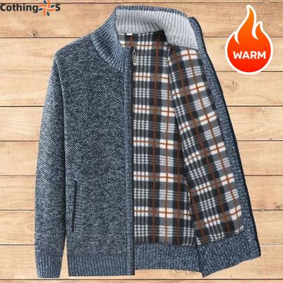 Herbst und Winter Herren Strickjacke Jacke gepolstert und verdickt Casual Pullover