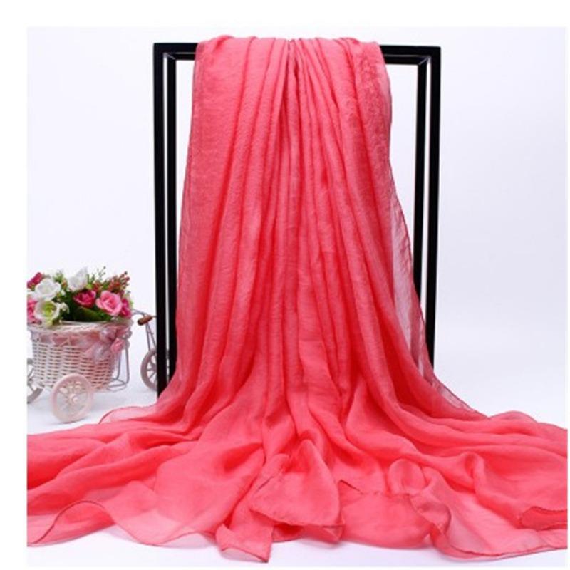 Extra Large Imitation Silk Scarf Solid Color Silk Scarf Seaside Beach Towel Long Spring and Autumn Women's Gauze Scarf Chiffon Scarf Women