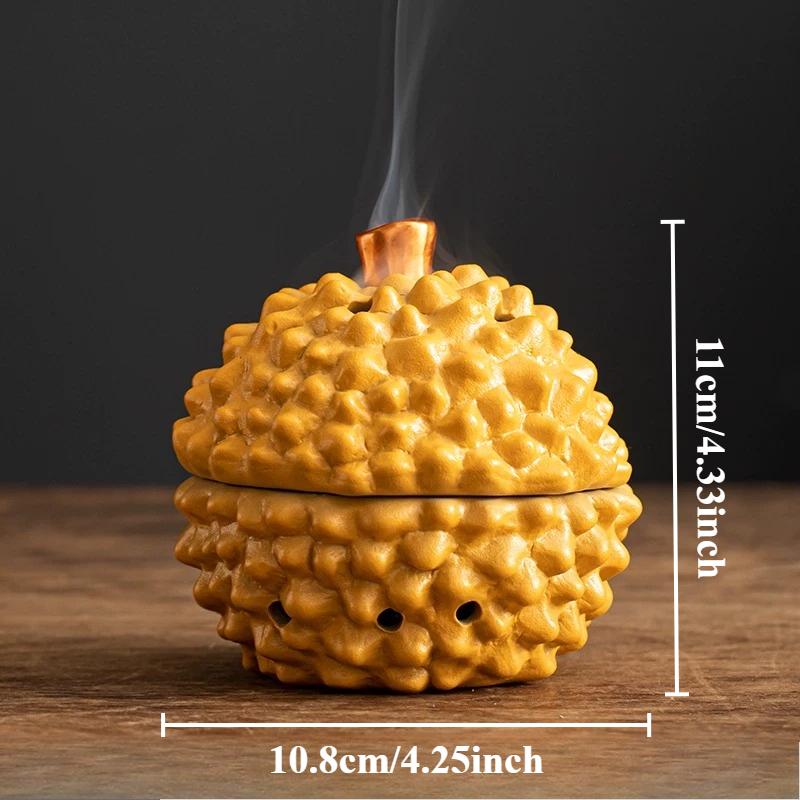1pc Ceramic Incense Burner, Orange/Persimmon/Durian Shaped Incense Burner, Temple Sacrificial Supplies Feng Shui Accessories