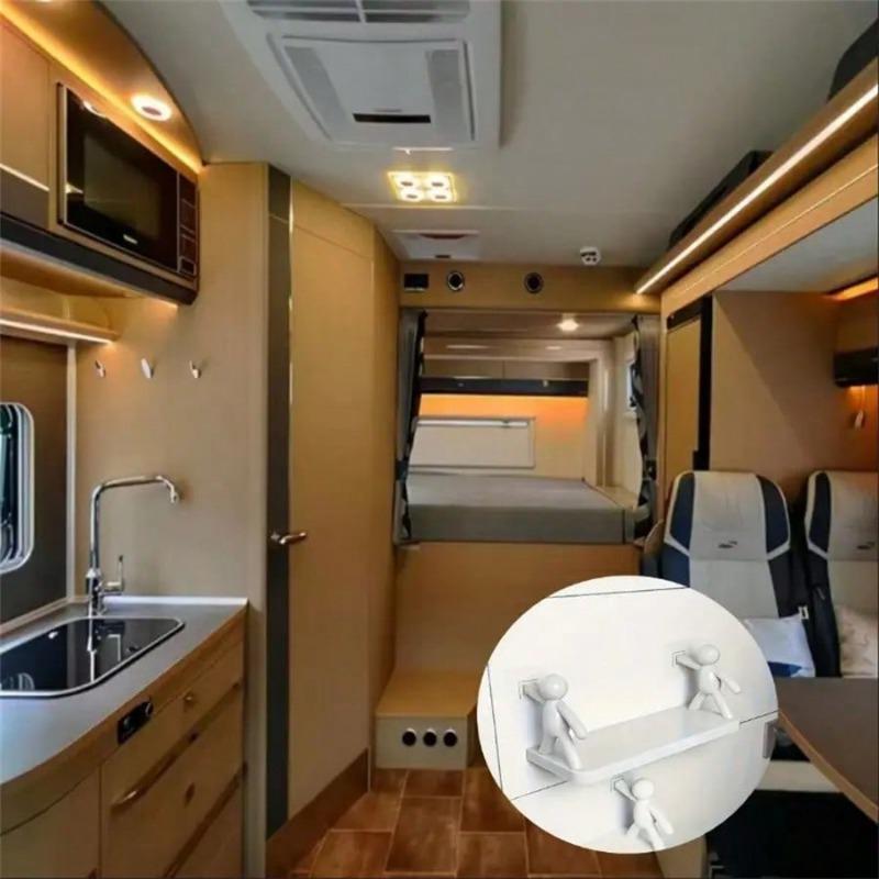 1pc Cute White Statue Wall Mount Storage Rack - No Drilling Required, Perfect For Bathroom And Kitchen Organization