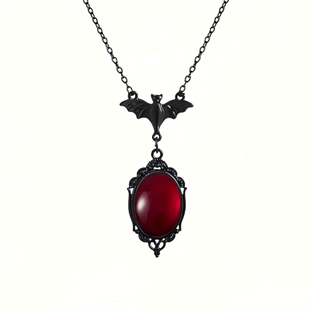 Gotische Vampirfledermaus Halskette - Schwarzer viktorianischer Hexen Cameo Anhänger