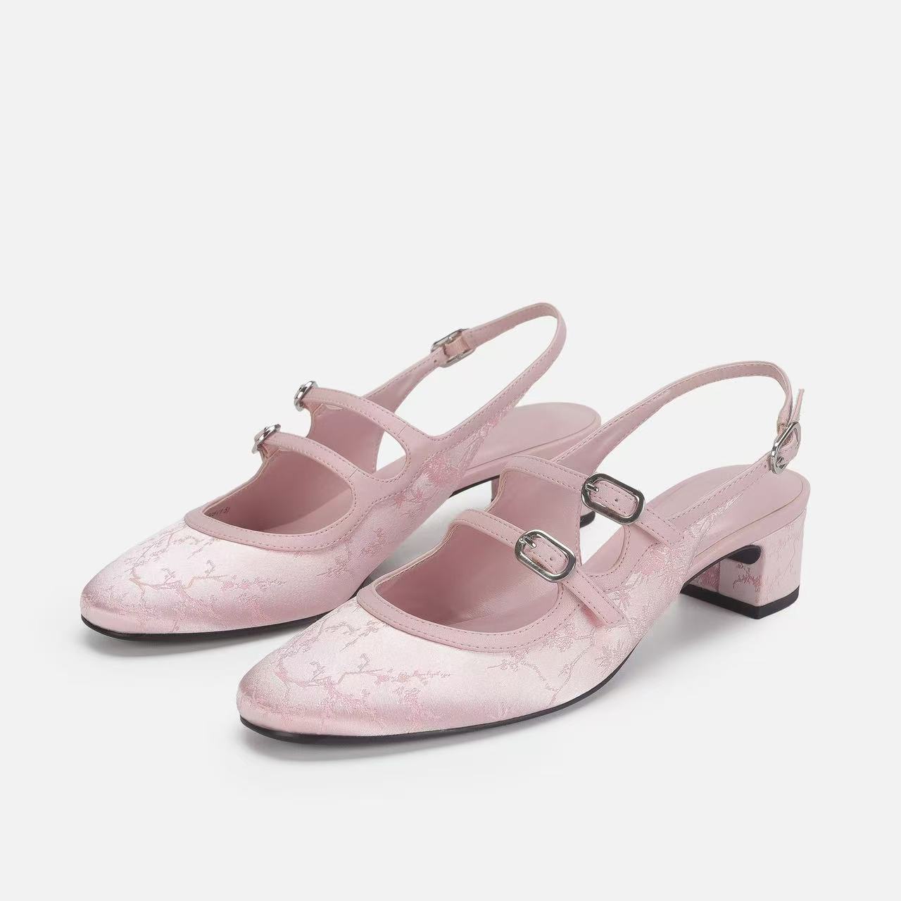 

Босоножки Baotou женские летние новые кожаные на высоком каблуке, среднем толстом каблуке, с ремешком-пряжкой в стиле Мэри Джейн 41 розовый