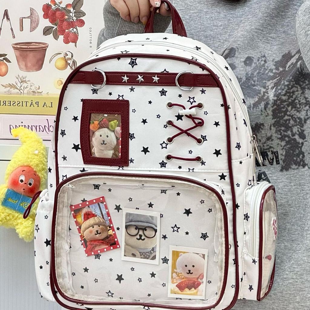 Schulranzen1011 Koreanische Version von frischem und süßem Schulranzen für Mädchen, niedliche Sternen-Bar-Schmerz-Tasche, Schüler der Sekundarstufe, Mädchen, leichter Rucksack