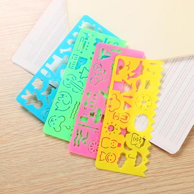 4 adet Çok Fonksiyonlu Çok Yönlü Cetvel, Yaratıcı Kırtasiye Çizim Cetveli, Sevimli Pratik Çizim Seti Cetveli