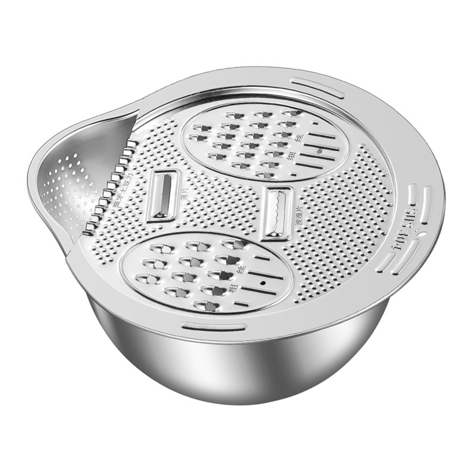 Rice Washer Strainer Bowl Multipurpose Kitchen Tool Cleaning Kitchen Colander Fruit Washing Bowl for Beans Fruits Rice Vegetable серебряный