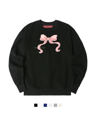 SUPERLATIVE Sweing Ribbon Oversized Fleece-Lined Sweatshirt (Gom4-5Sp164)