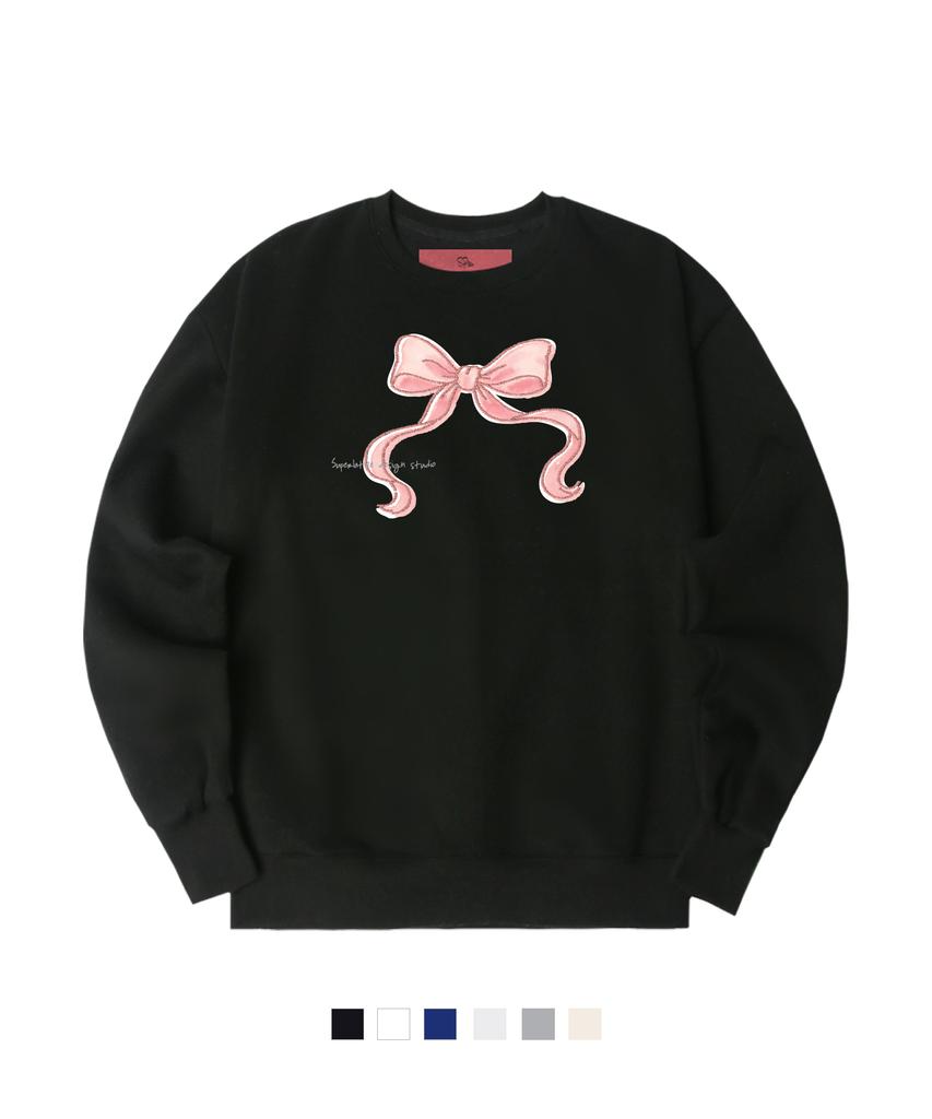 SUPERLATIVE Sweing Ribbon Oversized Fleece-Lined Sweatshirt (Gom4-5Sp164)