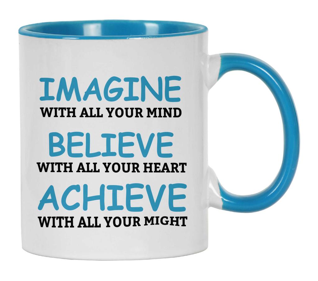 Inkdotpot 11 Oz  Ceramic Coffee  Mugs Imagine Believe Achieve Inspirational Quotes Gift For Co-Worker Boss