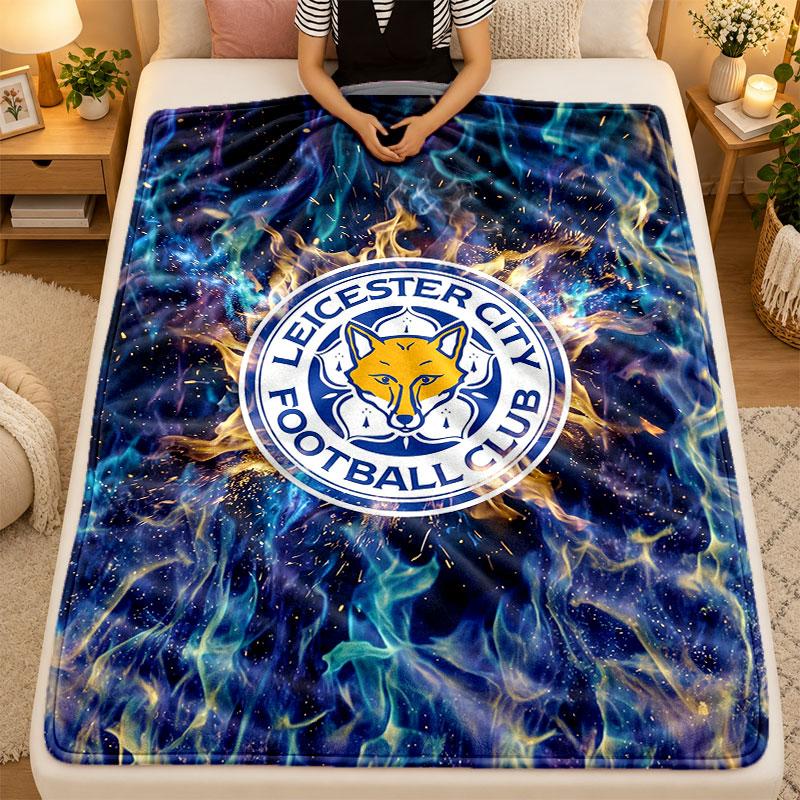 Flannel BlanketLeicester City Football Warm Soft Throw Blanket for Indoor Sofa Bed Living Room Use