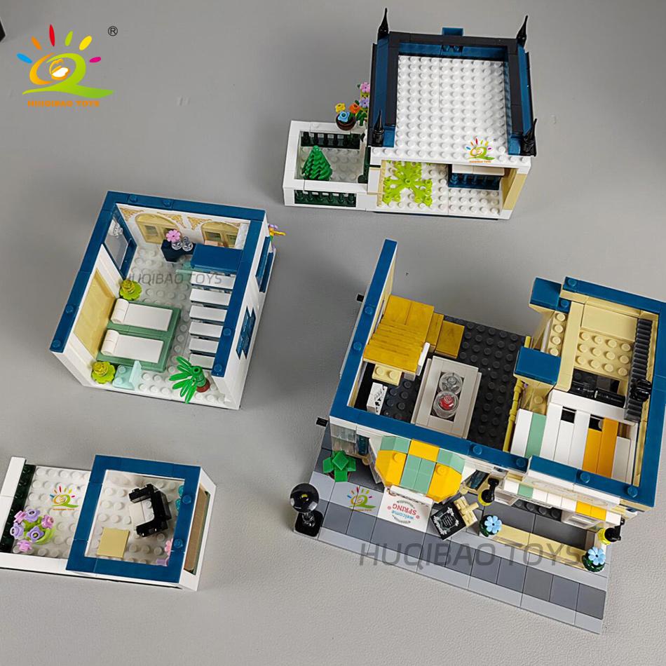 Non-Toxic 997Pcs Mini Garden Hotel Model Building Blocks City Street House Construction Micro Bricks Display Toys Children Adult