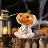 Pumpkin Head Man Fishing Ornaments Spooky Gothic Statue Halloween Figurines Mummy Pumpkin Fisherman Figurine Home Decor