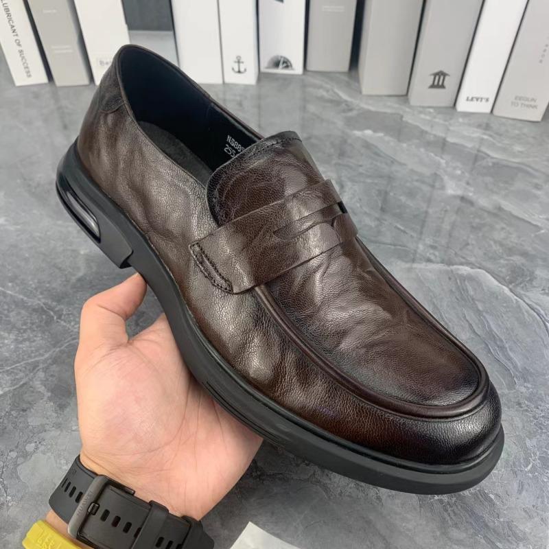 High-end Men's Shoes Spring New Cowhide Thick-soled Formal Business Shoes Non-slip One-pedal Casual Leather Shoes Men