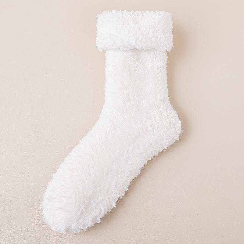 

Женские плюшевые нескользящие носки средней длины для осени и зимы — теплые, толстые, домашние носки для сна и родов One Size
