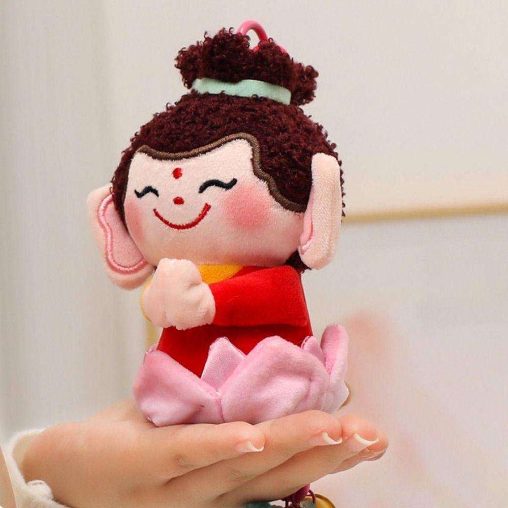 Guanyin Wealth God Keychain Yuchi Gong Plush God of Longevity Pendant  Key Decor