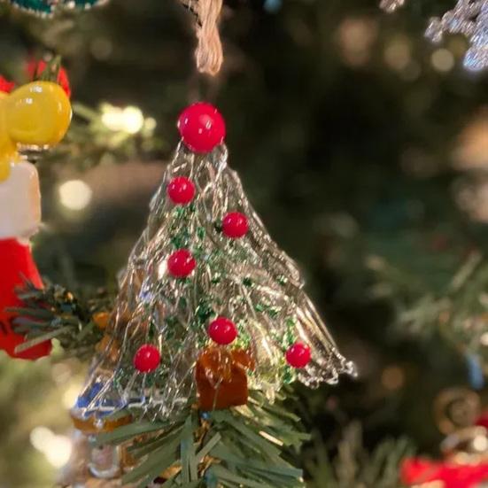 Crystal Christmas Tree Ornaments Clear Wreath/Tree Christmas Hanging Ornament for Holiday Indoor Outdoor Home Decor