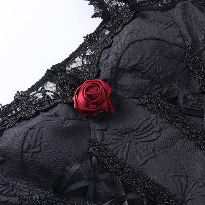 Gotické Grunge Party Dámské šaty A-Line prozřetelné Bodycon Tmavě sexy Jacquard Krajka Lolita šaty Vintage Harajuku