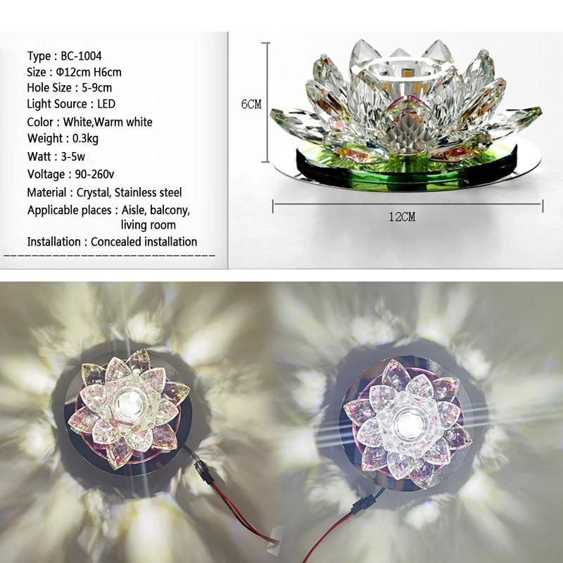 Crystal LED Ceiling Light 3W Modern LED Crystal Lamp Kitchen Aisle Light Chandeliers Lamp Hall Lighting Lotus Lights