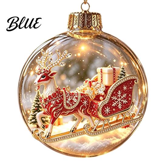 Reusable Plastic Baubles Glowing Christmas Story Ornament Light‑Up Mini Holiday Scene Hanging Ball with Warm Gift Embellishments LED Light,