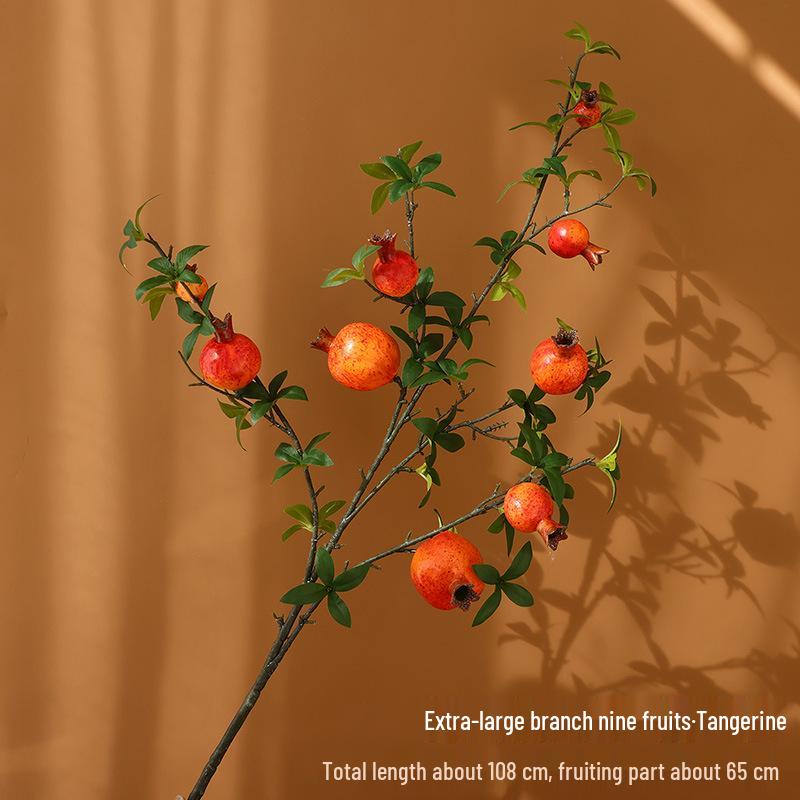 Persimmon and Pomegranate Faux Flower Arrangement for Living Room or Foyer