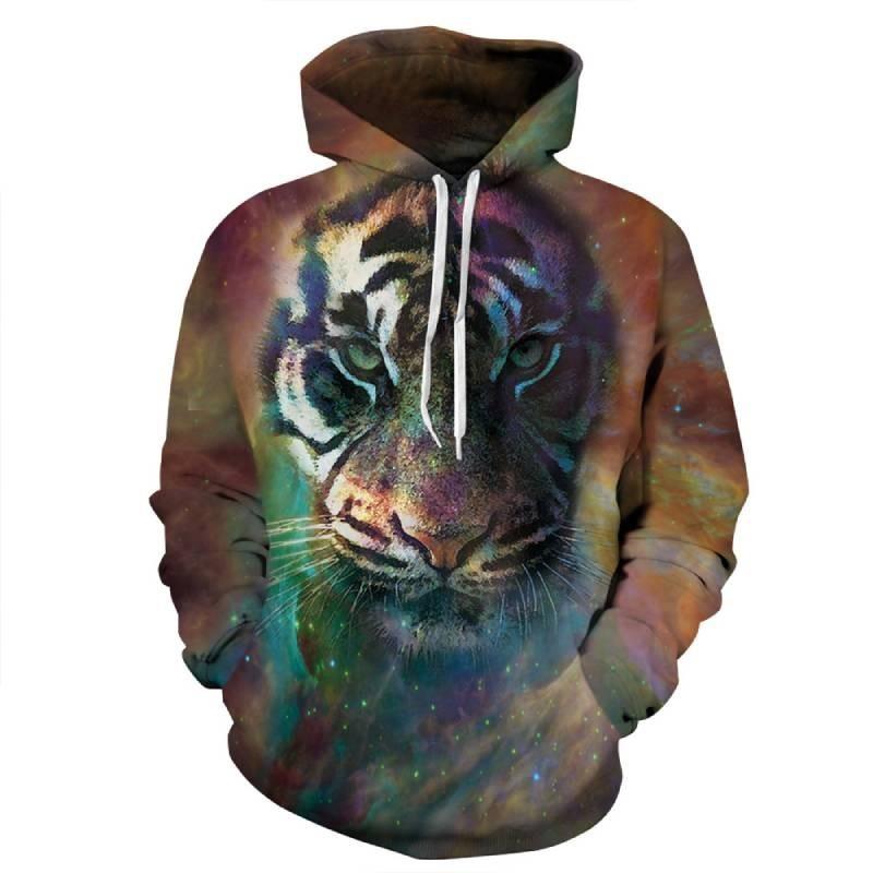 Vibrant Skull Print Digital Pullover Hoodie For Men Comfortable Loose Fit