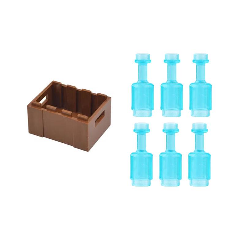 MOC City Building Blocks Character Scene Creative Accessories Mini Brick Color Wine Bottle Reagent Bottle Set Box Toy Gift X007