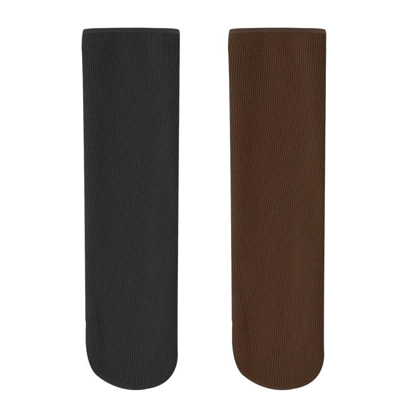 2 par damstrumpor för vintern, stickade, förtjockade, enfärgade, varma, andningsbara, mellanhöga, avslappnade golvstrumpor